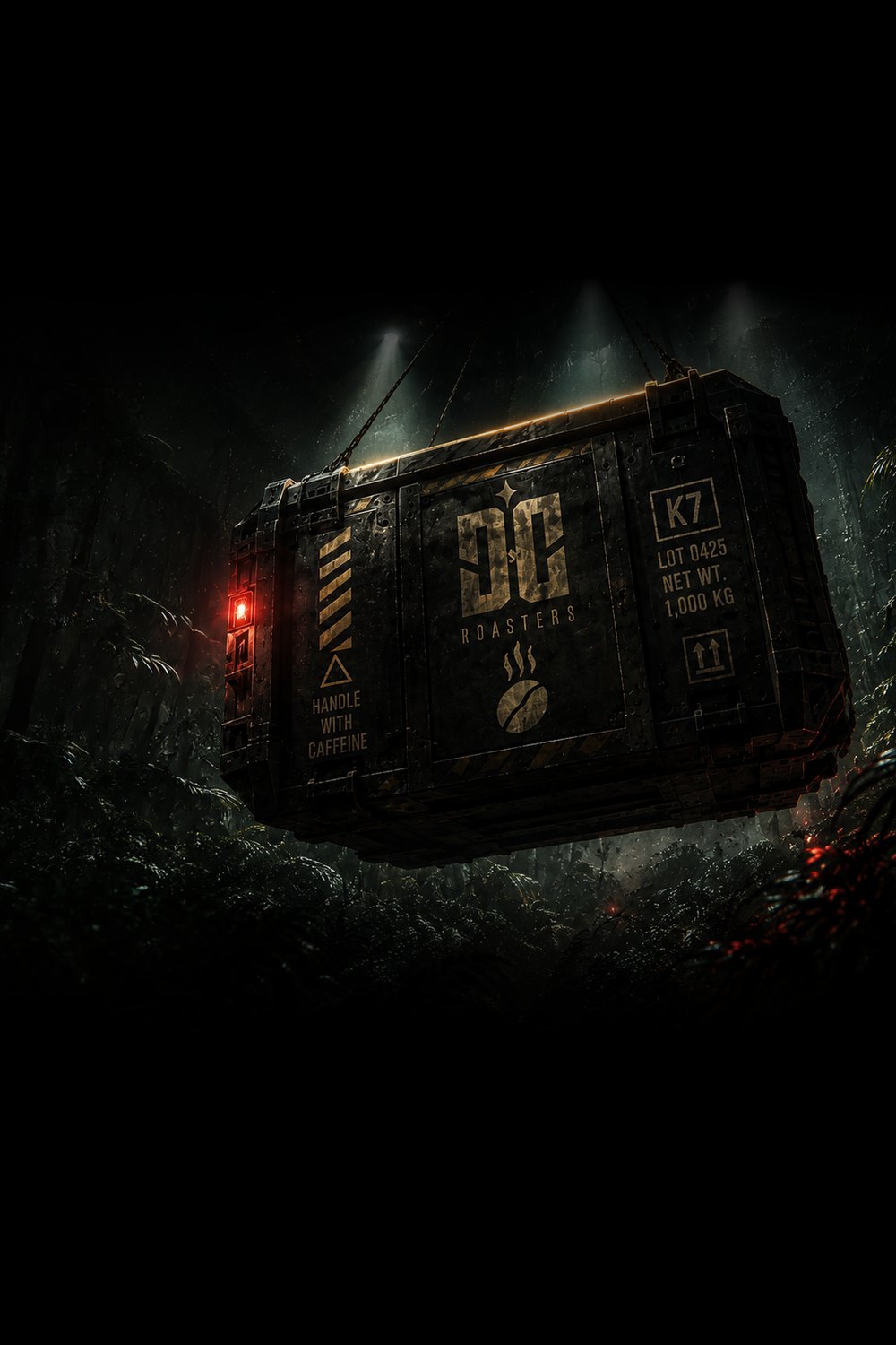 Dark Core Roasters resupply crate on descent
